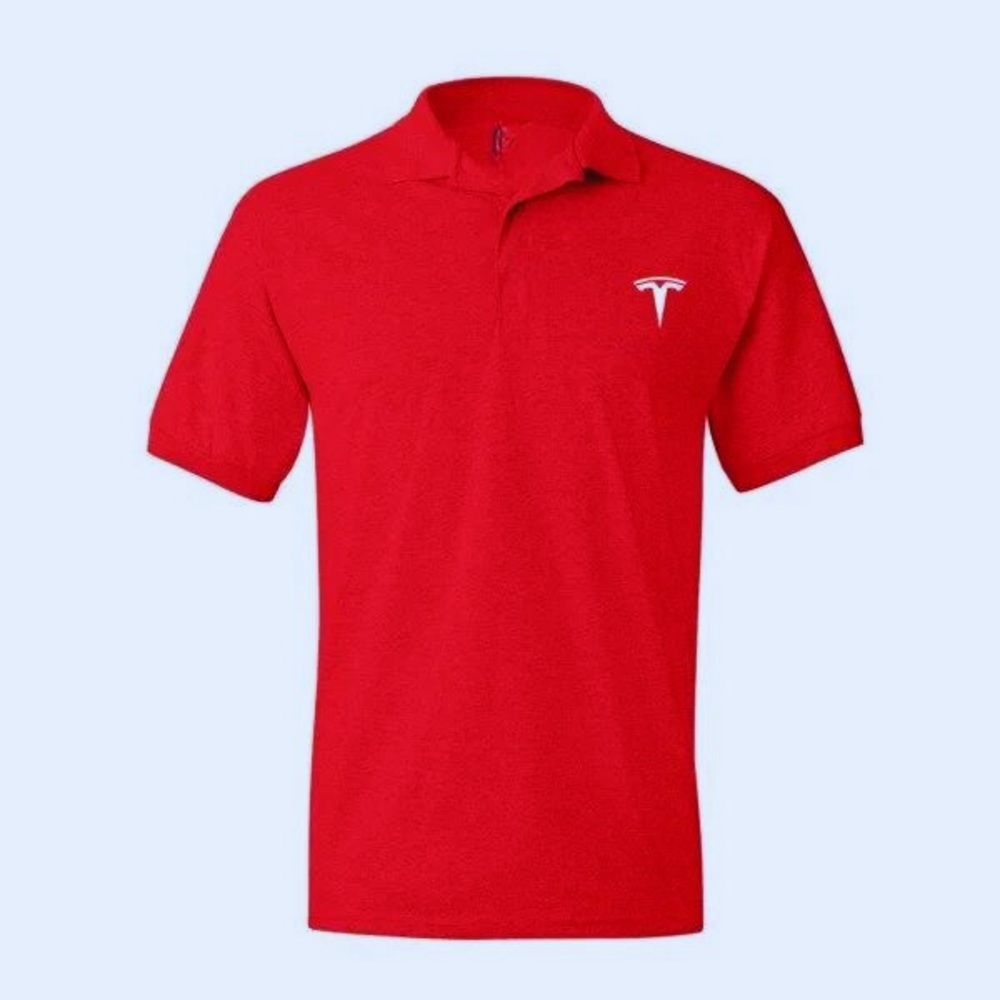 Tesla Authentic NEW Women's XL Short Sleeve Jersey RED Polo Shirt